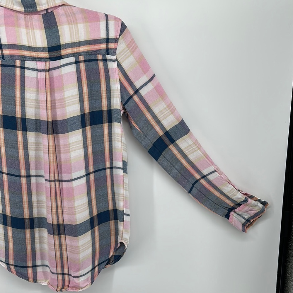 Abercrombie&Fitch Y2K Western Preppy Skater Pink&Blue Long Sleeve B/F Shirt SzXS - Picture 8 of 10